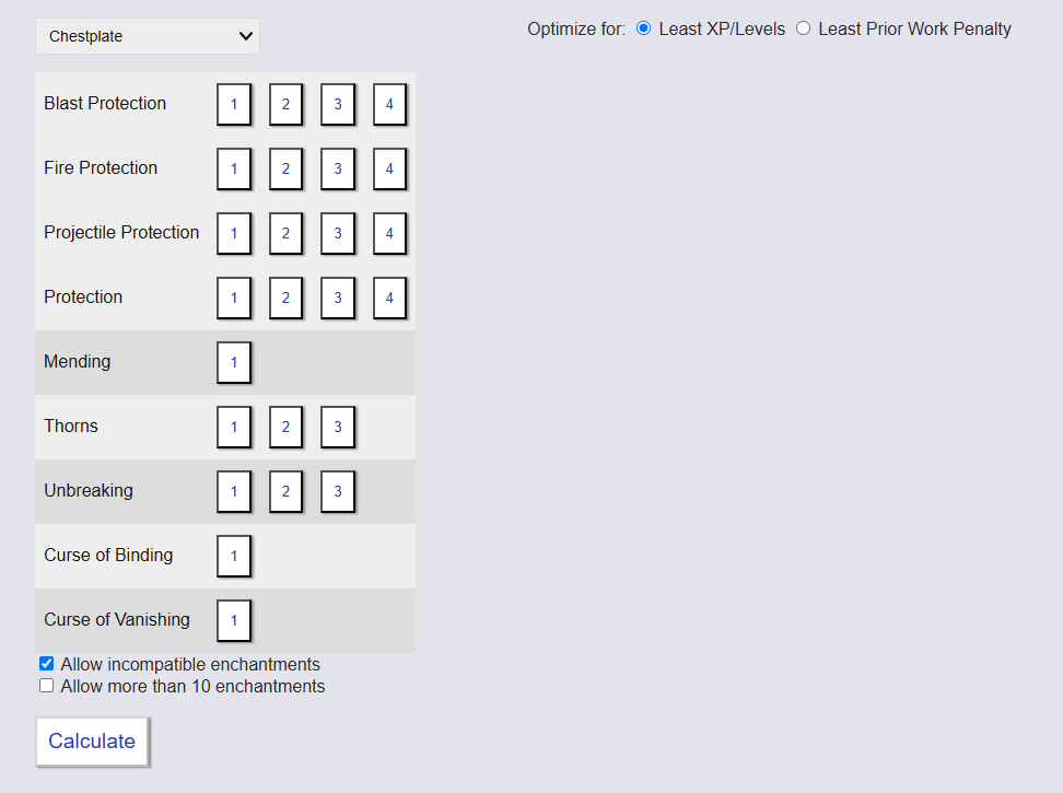 Calculate enchantment cost